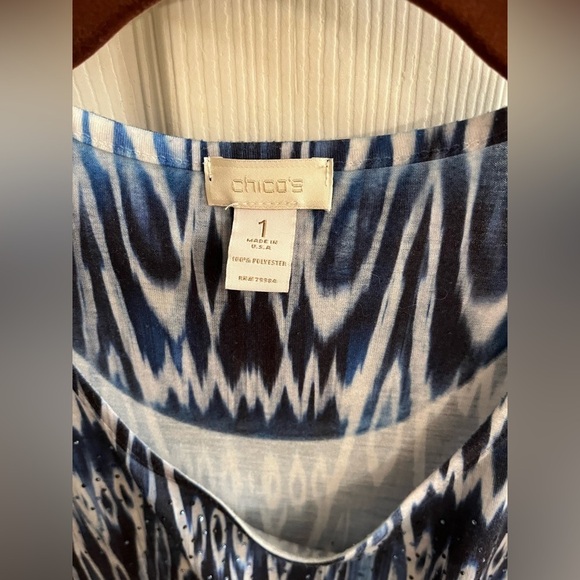 CHICO’S~ BLOUSE~BLUE~SILVER~1X - Picture 2 of 8